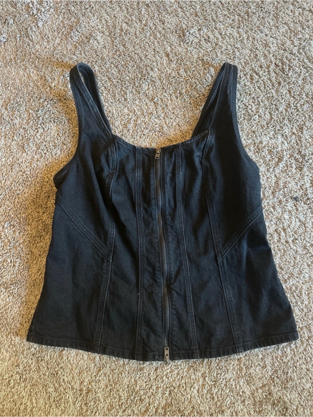 Universal Thread Women’s 14 Black Denim Corset Zip Front Tank Top